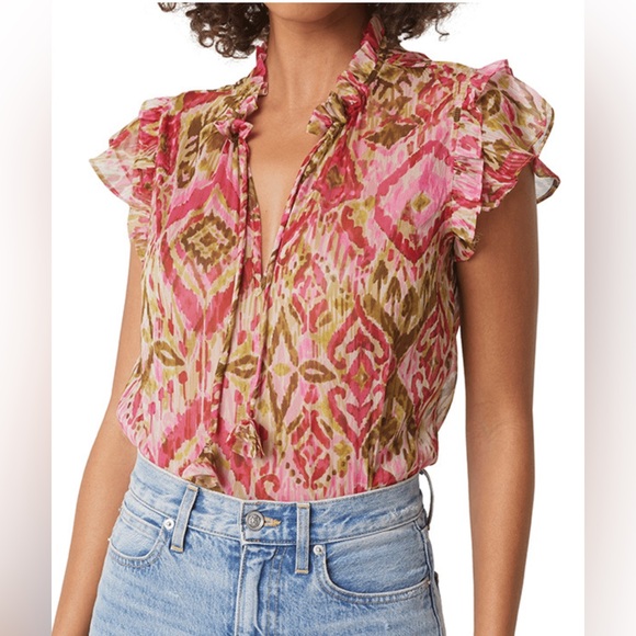Misa Los Angeles Tops - MISA Los Angeles Basia Top Summer Ikat Size:L